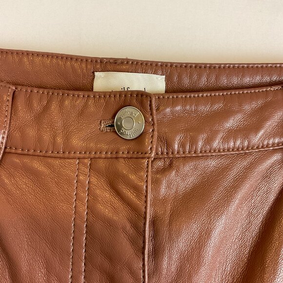 Wilfred Vegan Leather Pants 8 Brown Straight Leg Pockets - Picture 5 of 12